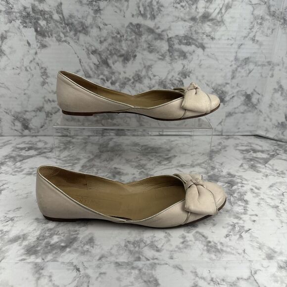 Valentino Garavani Bow Ballet Flats Size 38.5/7.5 Blush Pink Nude Nubuck Leather - Picture 3 of 8